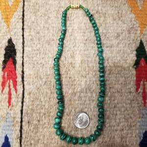 Natural Malachite Graduated Bead Choker **NWOT**